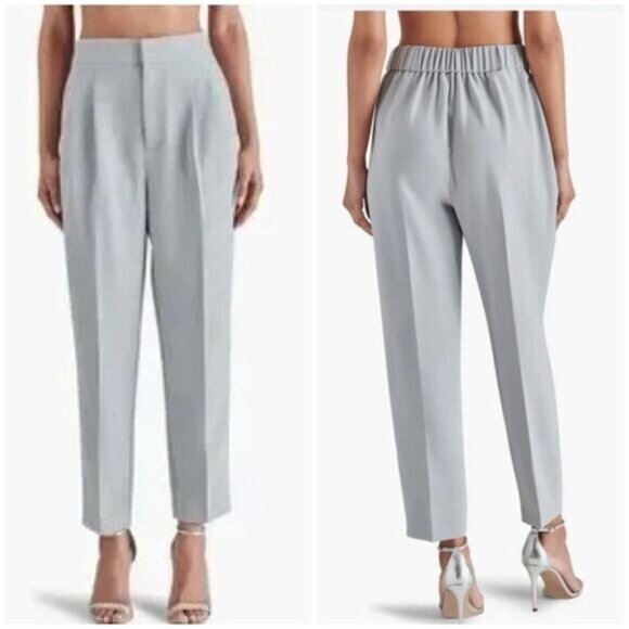 Steve Madden Women's Light Gray Pleated Trousers Ankle Length Size Large NWOT